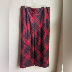 Talbots Skirt Size 10P Long Wool Dark Academia Royal Christmas Modest Plaid